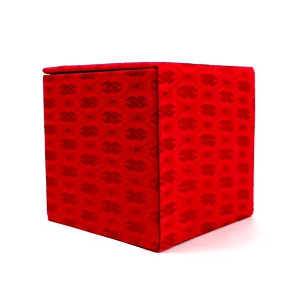 Set of 4 Shalaston Empty Red Silk Glass Ornament Boxes 3.5 Inch
