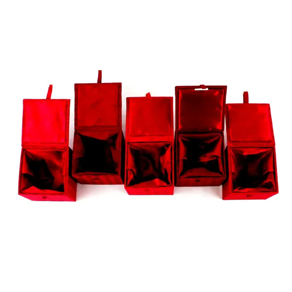 Shalaston Set of 5 Red Silk-Lined Christmas Ornament Storage Boxes 3.5 Inch
