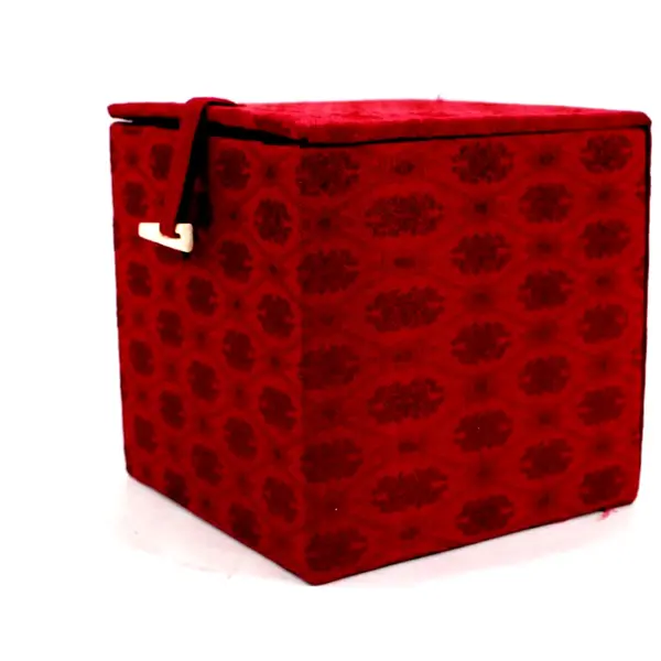 Shalaston Set of 5 Red Silk-Lined Christmas Ornament Storage Boxes 3.5 Inch