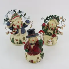 2002 Home Interiors Snow Friends Christmas Snowmen Figurines Set of 3 MPN 55044