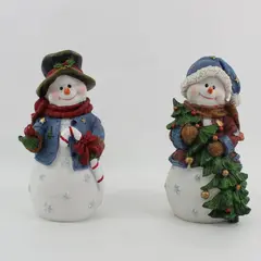 Home Interiors 2003 Snowmen Figurines Set of 2 Holiday Decor