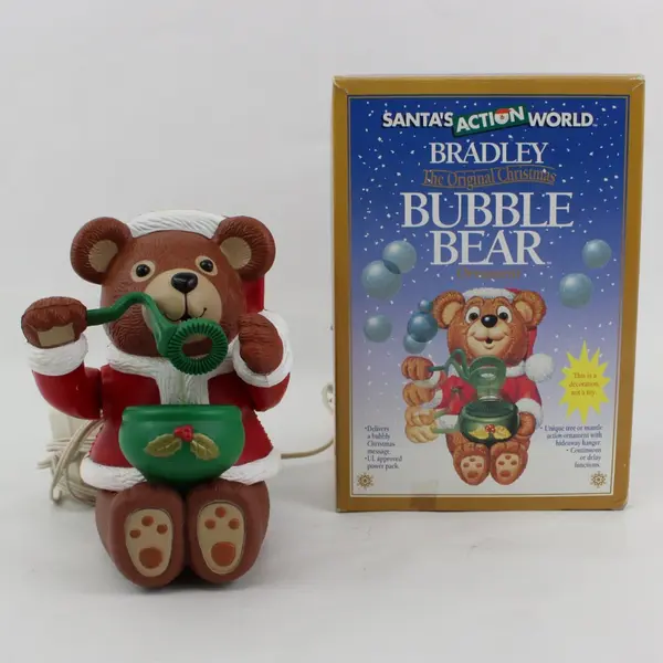 Kurt Adler Santa's Action World Bradley Bubble Bear Anim Xmas Fig Orig Box