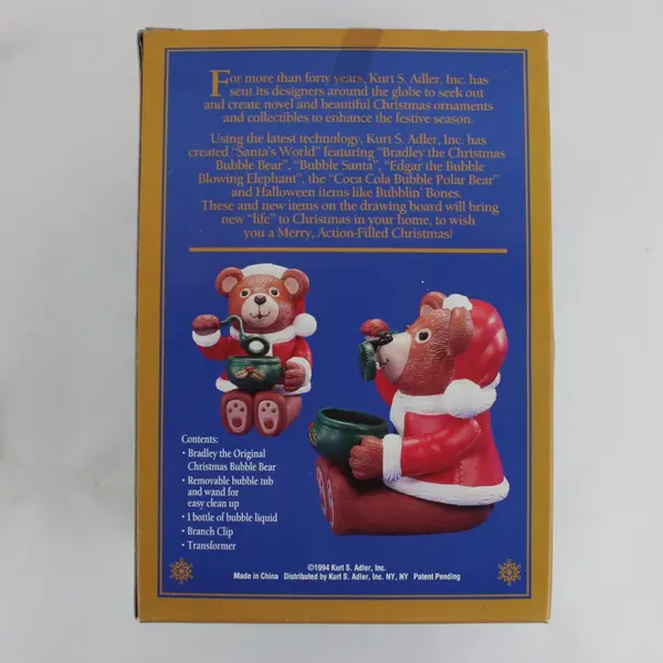 Kurt Adler Santa's Action World Bradley Bubble Bear Anim Xmas Fig Orig Box