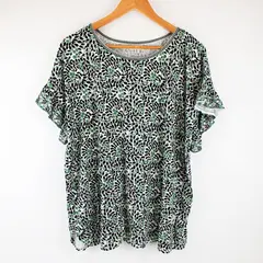 Max Studio Women's 1X Green Black Floral Top
