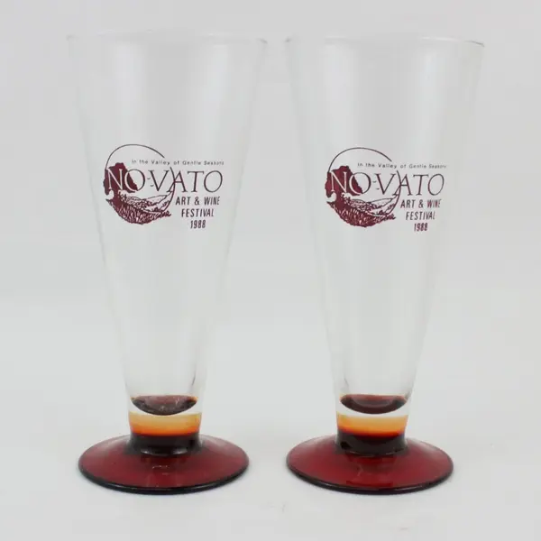 Luminarc Kyoto Ruby Stem Pilsner Beer Glass Novato Art & Wine Festival 1988