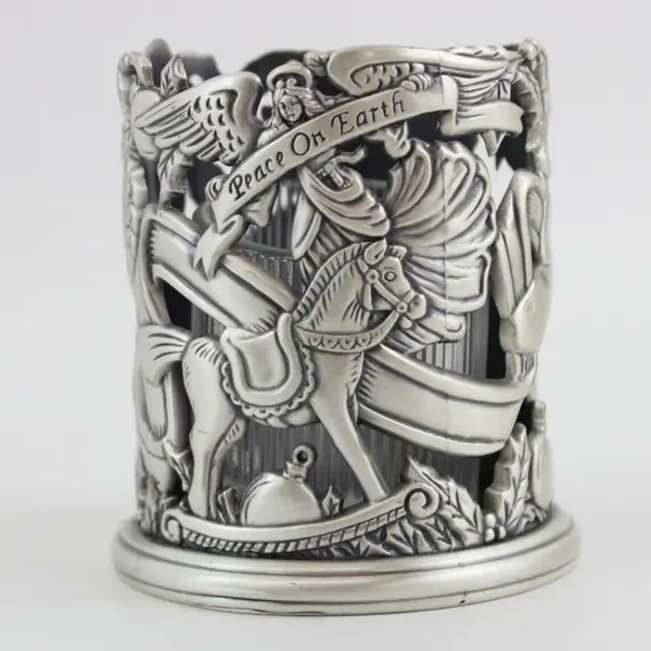 Home for the Holidays Peace on Earth Pewter Christmas Votive Holder