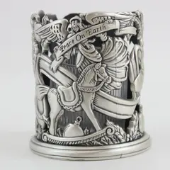 Home for the Holidays Peace on Earth Pewter Christmas Votive Holder