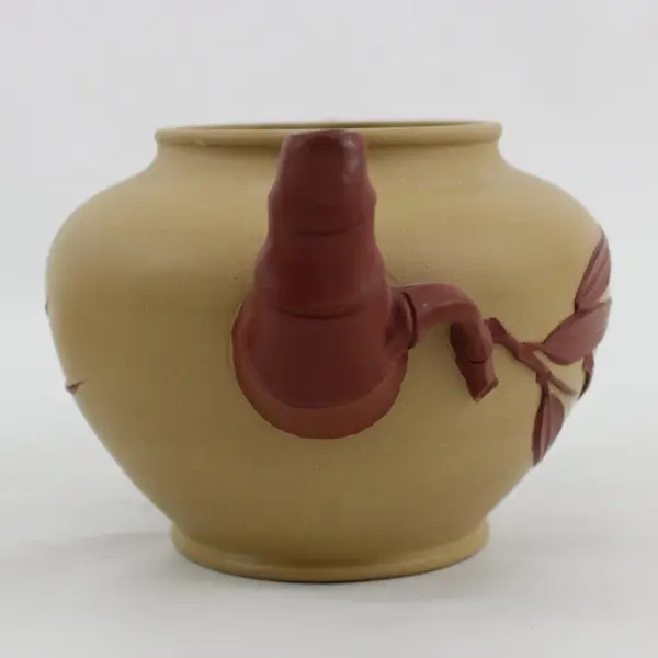 Chinese Teapot Tan Brown Bamboo Leaf Decoration Presentation Box