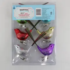 Martha Stewart Living Shatterproof Christmas Bird Ornaments Set of 6