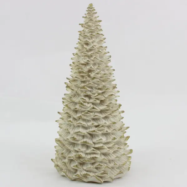 1995 Enesco Otagiri  Christmas Tree Figurine White Gold Trim 10 Inch 