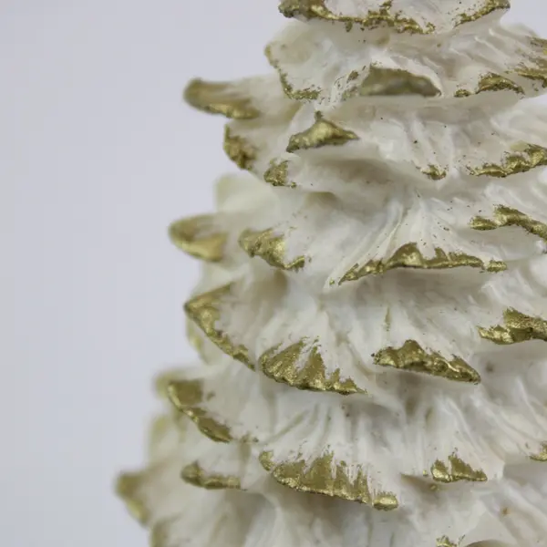 1995 Enesco Otagiri  Christmas Tree Figurine White Gold Trim 10 Inch 