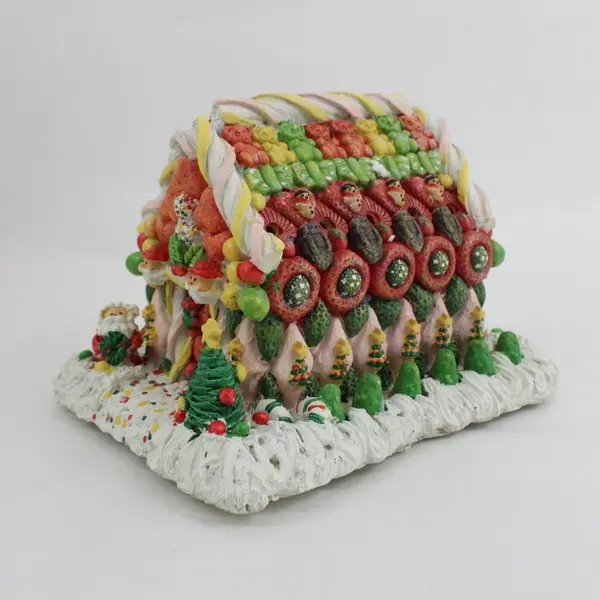 Current Inc Lighted Gingerbread House Music Box W/Teddy Bears Santa Snowmen