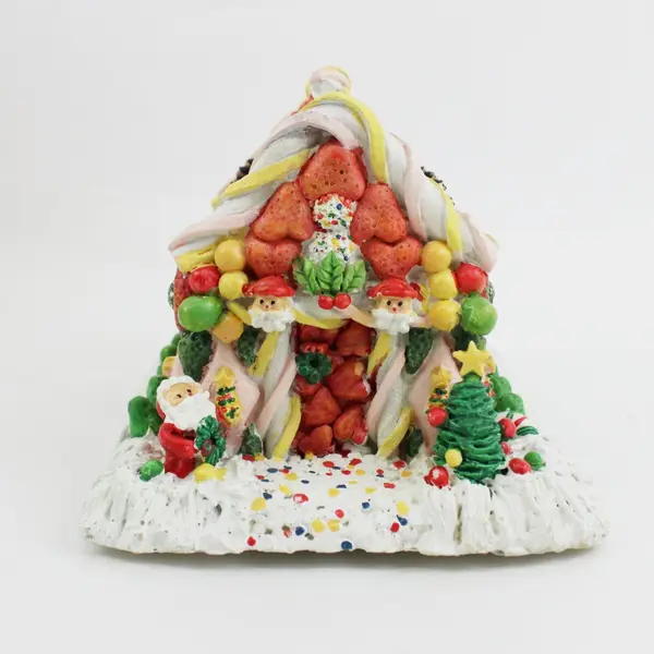 Current Inc Lighted Gingerbread House Music Box W/Teddy Bears Santa Snowmen