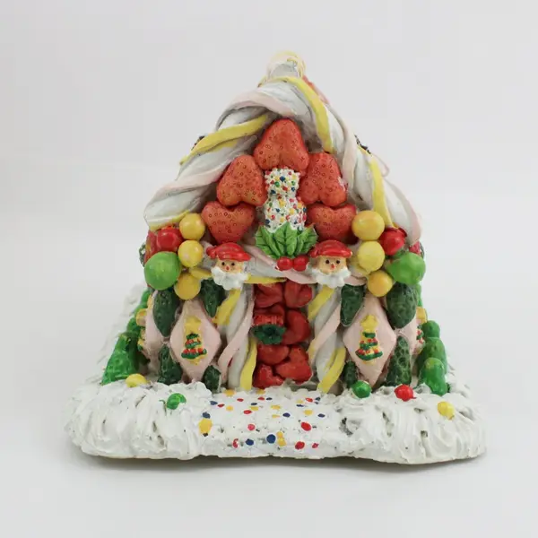 Current Inc Lighted Gingerbread House Music Box W/Teddy Bears Santa Snowmen