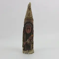 Native American Chief Carved In A Resin Horn Figurine 7 in