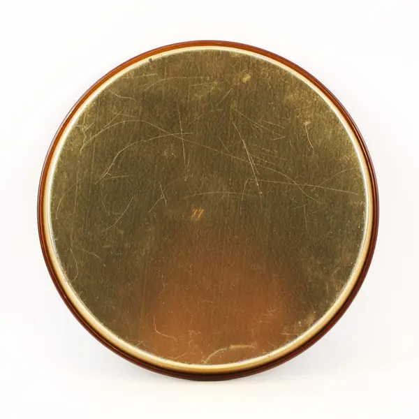 Vintage 1970s Round Metal Tray Brown Gold Floral Bird 12 Inch