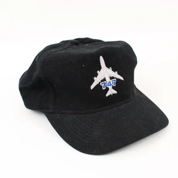 Otto 747 Airplane Embroidered Baseball Cap Black Aviation Hat