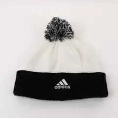 Adidas Cuffed Pom Pom Knit Beanie Black Cream Embroidered Logo