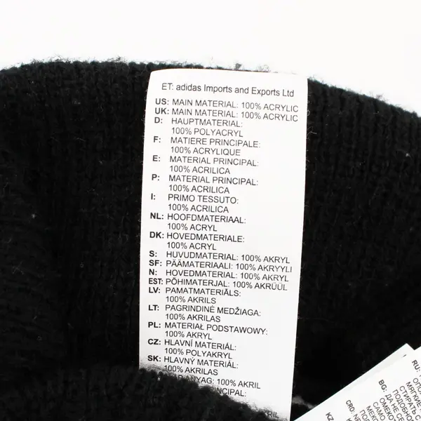 Adidas Cuffed Pom Pom Knit Beanie Black Cream Embroidered Logo