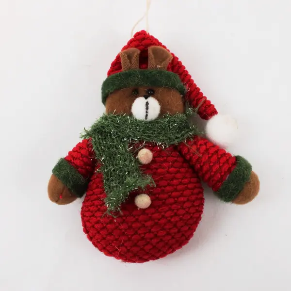 Crocheted Christmas Ornaments Set of 4, 3 Snowmen & 1 Bear Handmade