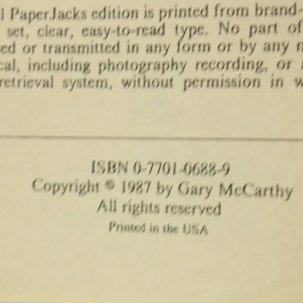 Transcontinental Gary McCarthy Paperback 1987 Historical Fiction Novel
