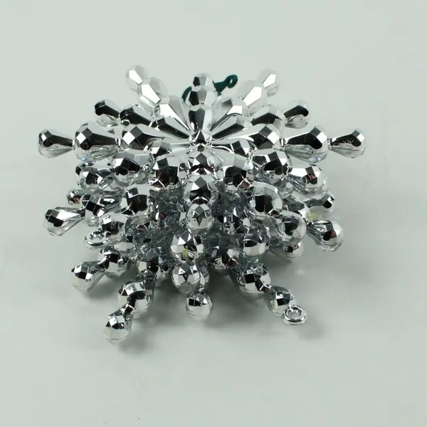Set of 3 Clear Beaded Snowflake Christmas Ornaments