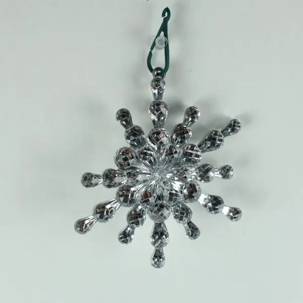 Set of 3 Clear Beaded Snowflake Christmas Ornaments