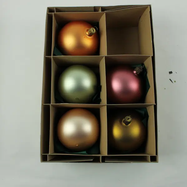 Smith & Hawken Glass Ball Christmas Ornaments Set of 5 Boxed Multicolor