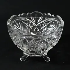 Vintage American Brilliant Period 3 Footed Cut Crystal Bowl Star of David