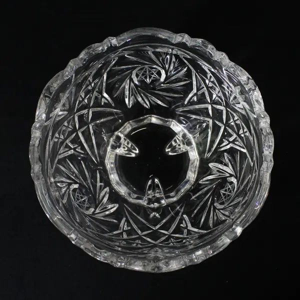 Vintage American Brilliant Period 3 Footed Cut Crystal Bowl Star of David