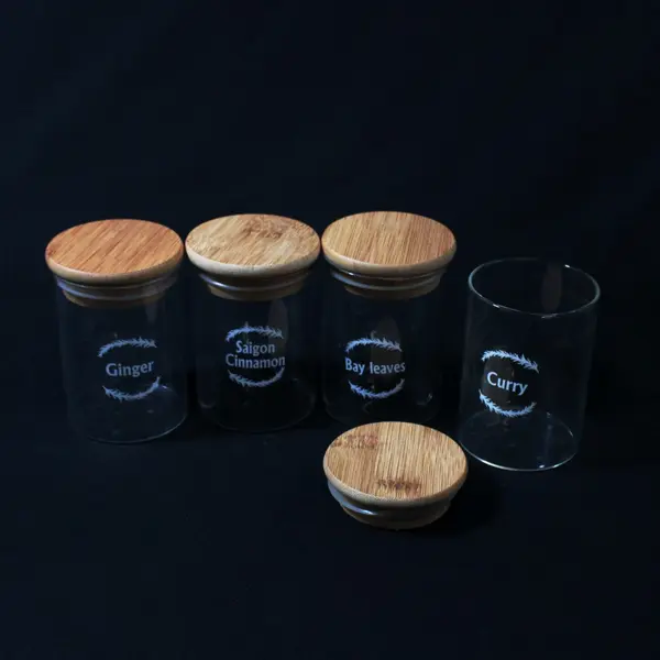 Lot of 12 Glass Spice Jar Canisters 3.5in Kitchen Storage