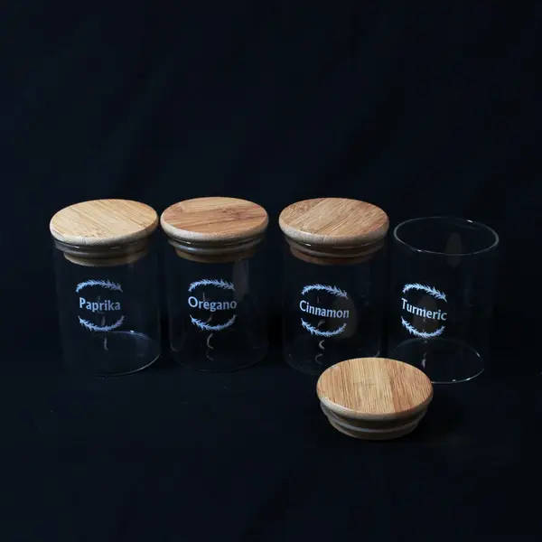 Lot of 12 Glass Spice Jar Canisters 3.5in Kitchen Storage