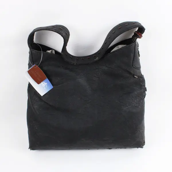 Jody Coyote Black Hobo Crossbody Shoulder Bag Floral Patterned Center Panel