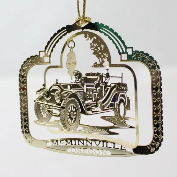 2003 Nation's Treasures McMinnville Oregon Fire Engine 24K Gold Brass Ornament