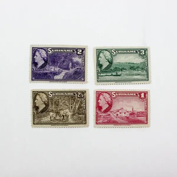 Set of 4 1945 Suriname Queen Wilhelmina Stamps Scott 188-191 Mint Hinged