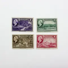 Set of 4 1945 Suriname Queen Wilhelmina Stamps Scott 188-191 Mint Hinged