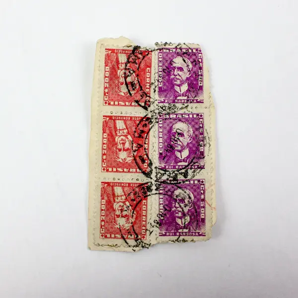 Lot of 15 Brazilian 1950s Portraits Used Postage Stamps on Paper