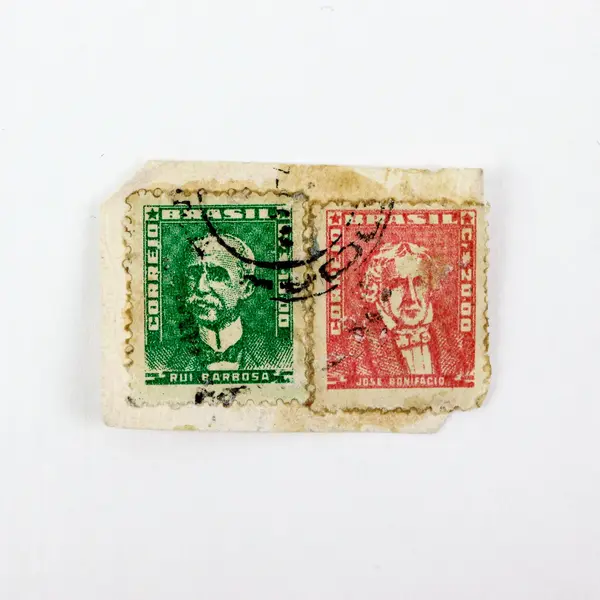 Lot of 15 Brazilian 1950s Portraits Used Postage Stamps on Paper