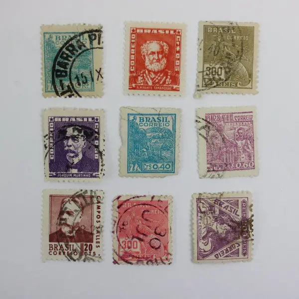 Lot of 9 Used Brazilian Postage Stamps 1920s–1960s
