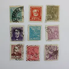 Lot of 9 Used Brazilian Postage Stamps 1920s–1960s