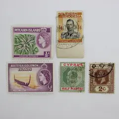 Lot of 5 British Commonwealth Used Stamps Solomon Islands Ysabel Canoe