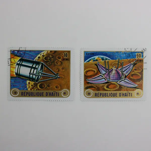 Haiti Space Postage Stamps 50c & 10c Pair Cancelled