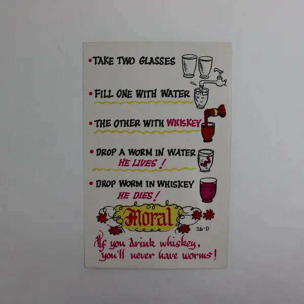 Vintage Baxtone Laff-O-Gram Whiskey Worm Humorous Postcard