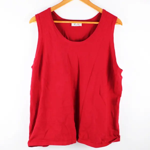 D&Co Women's 1X Cherry Red Cotton Blend Knit Tank Top