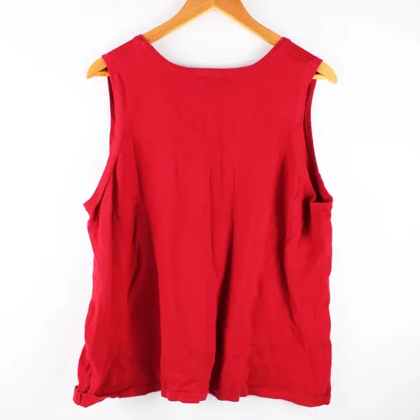 D&Co Women's 1X Cherry Red Cotton Blend Knit Tank Top