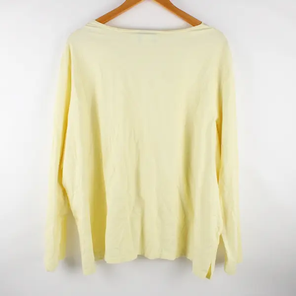 Susan Graver A#25551 Style 3B467 3X Pale Yellow Long Sleeve Lace Neck Top