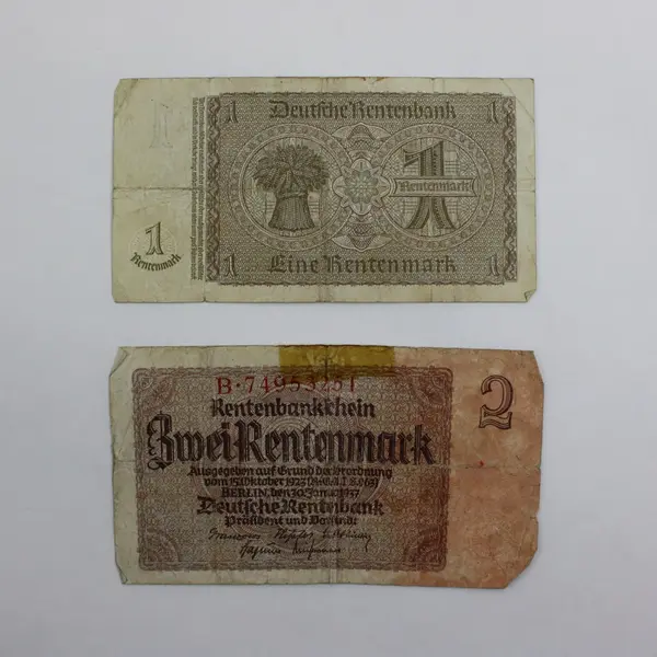 Lot of 2 1937 Germany Rentenmark Banknotes 1 & 2 Mark