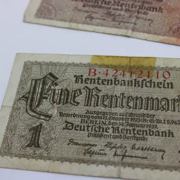 Lot of 2 1937 Germany Rentenmark Banknotes 1 & 2 Mark