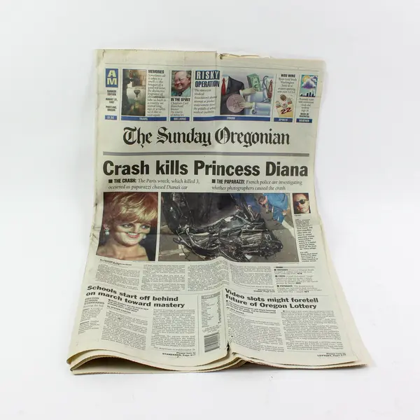 1997 Sunday Oregonian Newspaper Princess Diana Death Front Page