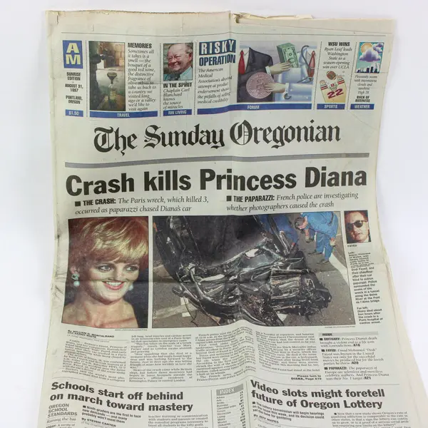 1997 Sunday Oregonian Newspaper Princess Diana Death Front Page